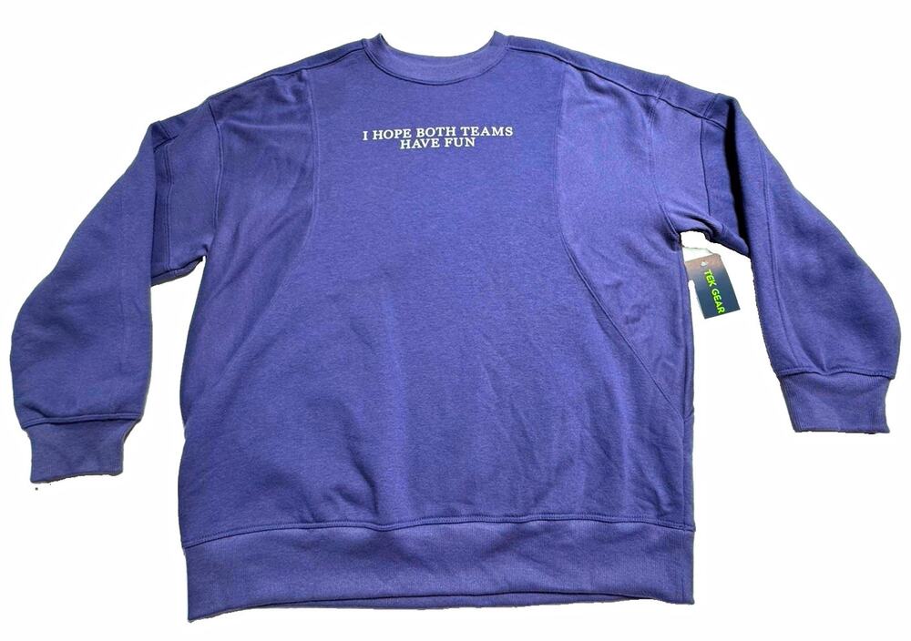 Tek Gear YOUTH XL Purple Crew Neck Pullover Sweatshirt Graphic Print Long Sleeve